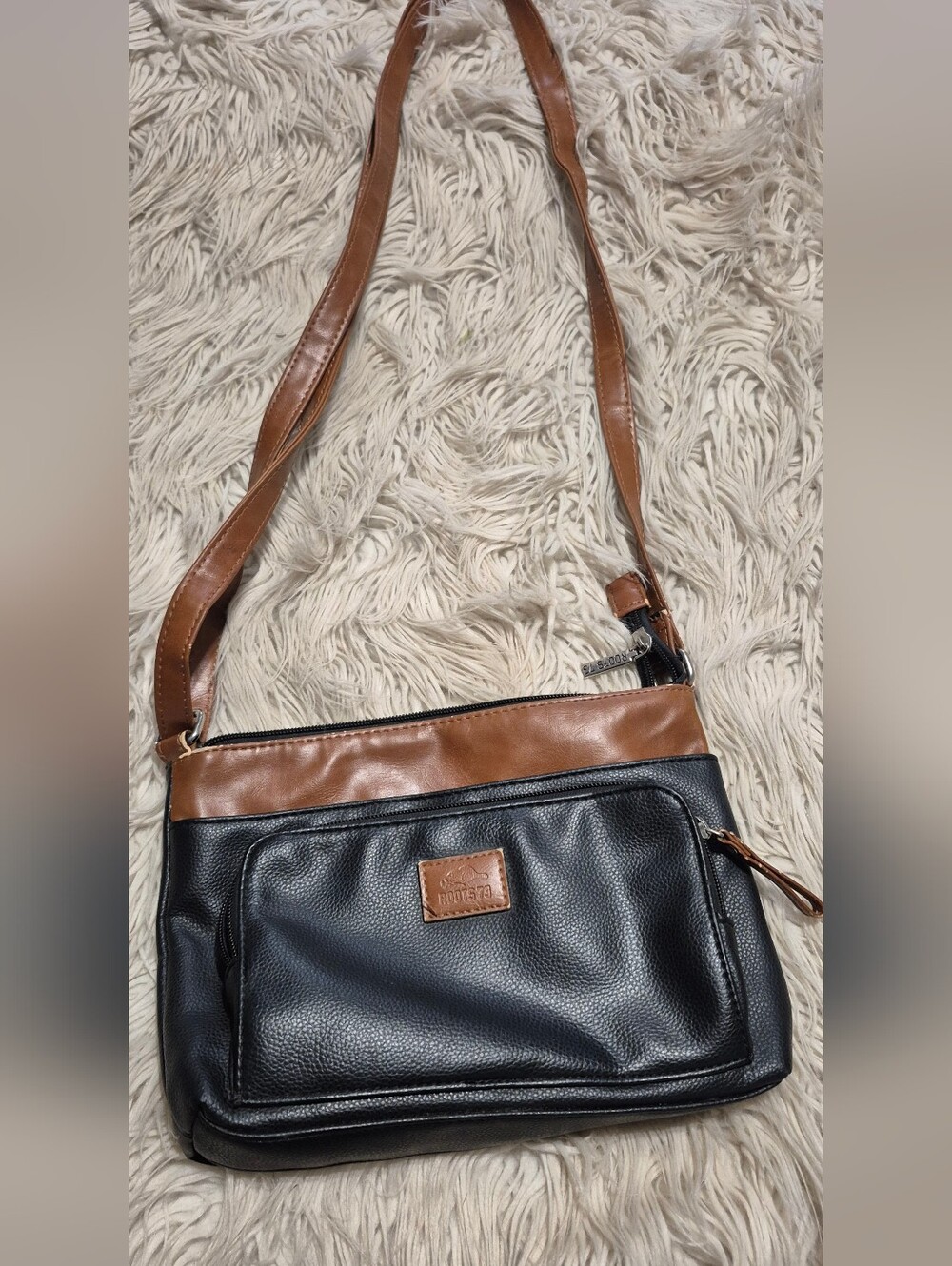 Two-Tone Black and Brown Crossbody Bag